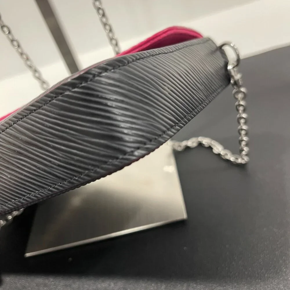 Louis Vuitton Epi Pochette Felicie Black Silver Chain Strap (141607)